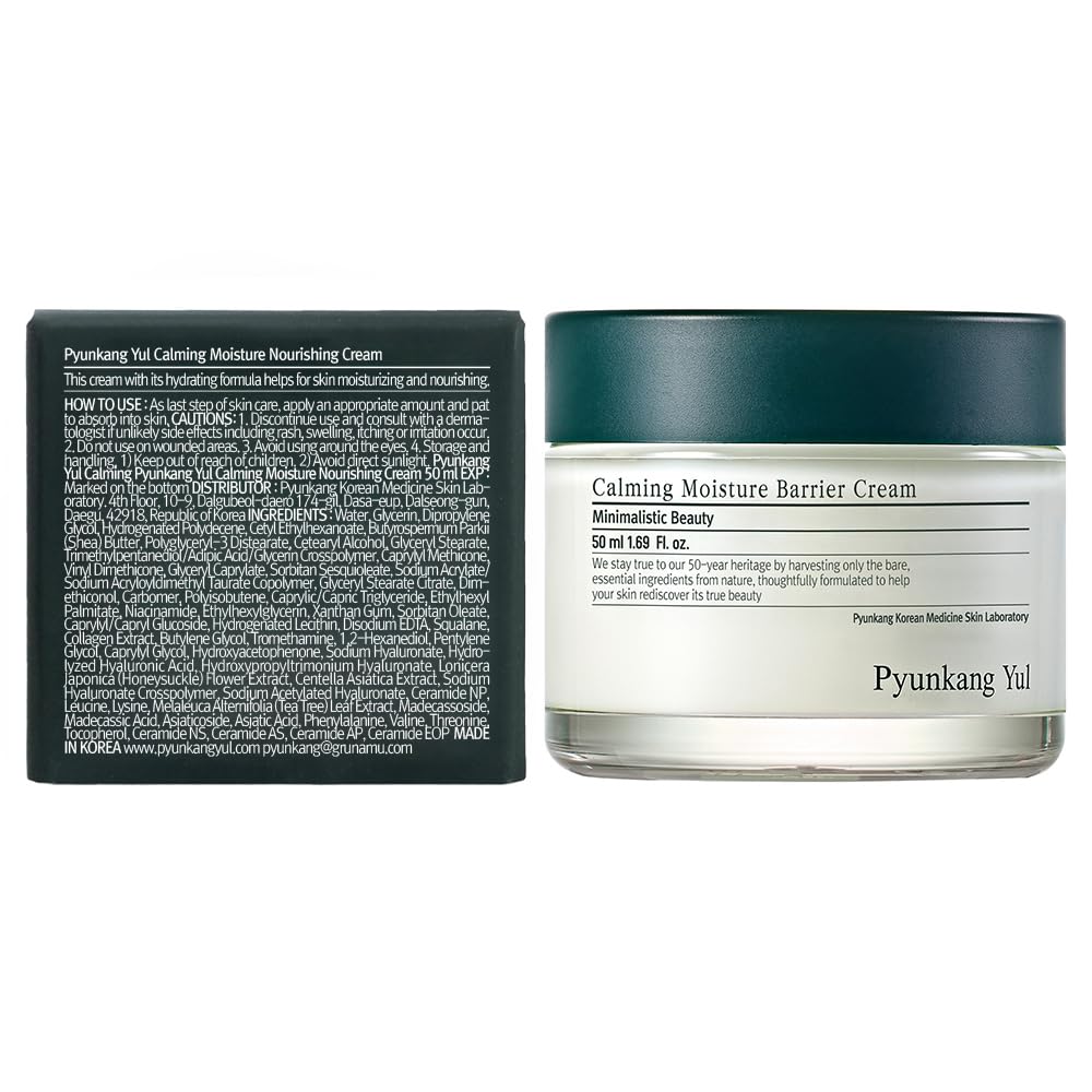 Pyunkang Yul Calming Moisture Nourishing Cream for Glow, Elasticity with Collagen, Niacinamide; Strong Face Moisturizer with Ceramides, Hyaluronic Acid; Skin Soothing with CICA, Tea Tree 1.69 fl.oz