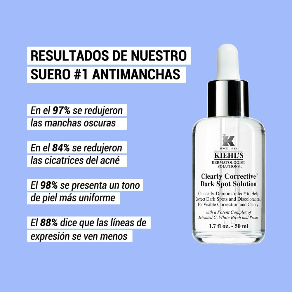 Kiehl's, Clearly Corrective, Dark Spot Solution, Suero Corrector de Manchas Oscuras, Aumenta la Luminosidad y Unifica el Tono de Piel, 15 ml