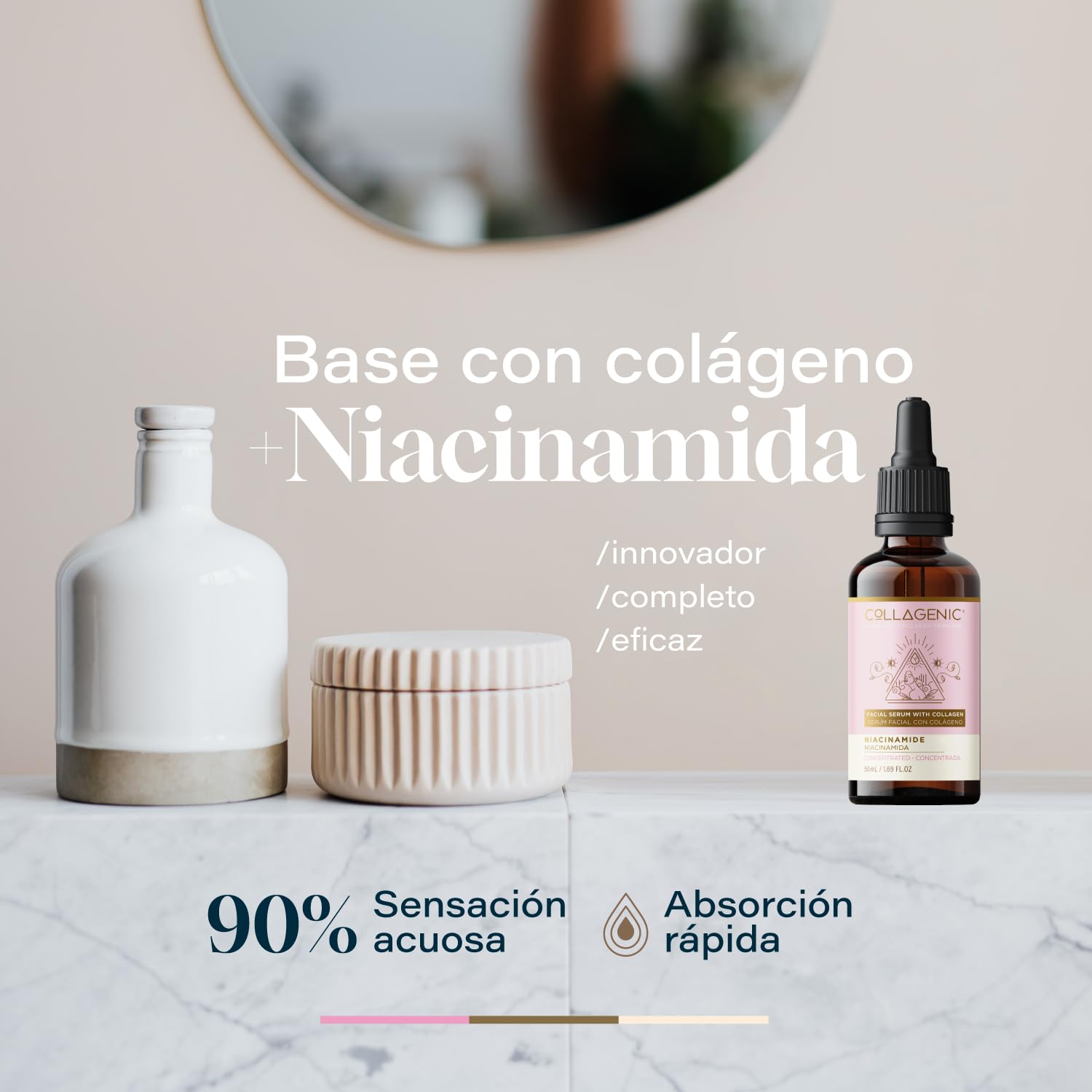 Collagenic | Serum Control grasa 2 en 1 |10% Niacinamida y Colágeno Hidrolizado 50 ml | Serum Facial facial y cuello| Anti manchas, Unifica el tono, reduce poros abiertos e imperfecciones