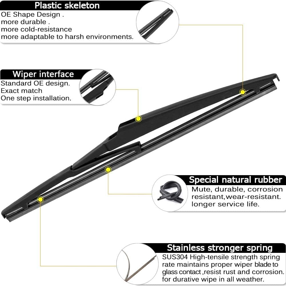 AUTOBOO - Limpiaparabrisas de 24 pulgadas + 20 pulgadas con limpiaparabrisas trasero de 11 pulgadas de repuesto para Kia Sorento 2011 2012 2013 2014 2015, 2010-2019 Kia Soul Soul EV-Original calidad