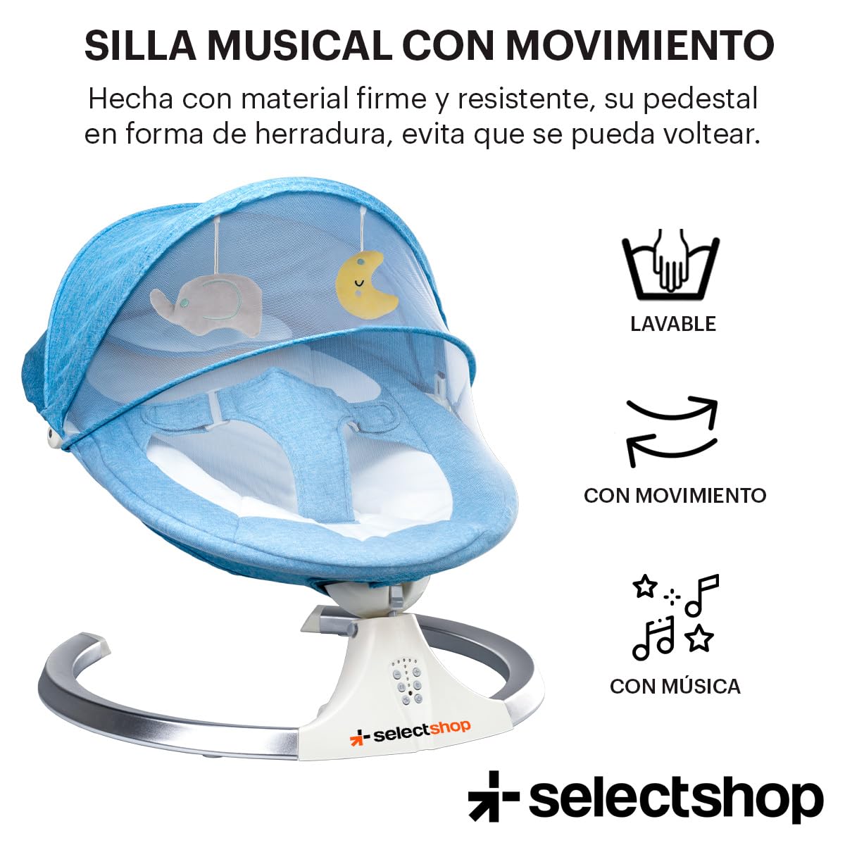 Mecedora Eléctrica SELECTSHOP Azul Multifuncional para Bebé