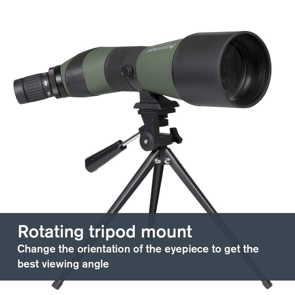 Celestron LandScout - Alcance de detección en ángulo de 80 mm - Óptica Totalmente recubierta - Ocular de Zoom 20-60x - blindado de Goma - trípode de Mesa y Adaptador para Smartphone
