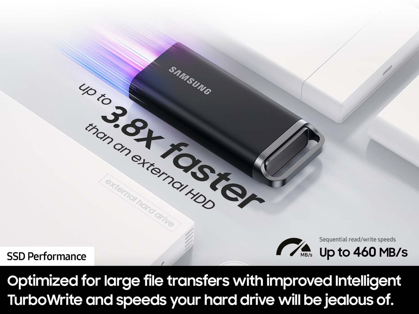 Disco Estado Sólido Samsung T5 EVO 8 TB USB 3.2 Gen 1 Negro para Juegos y Creación de Contenido