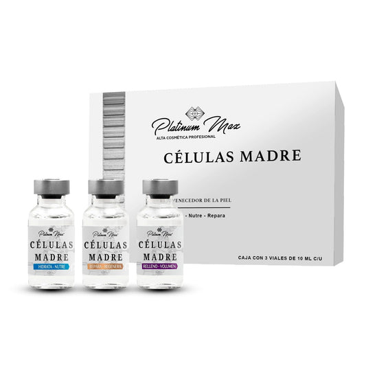 Células Madre | PLATINUMMAX (Regenera, Repara, Uniforma, Tonifica, Hidratación Profunda) 3 Viales de 10 Ml c/u