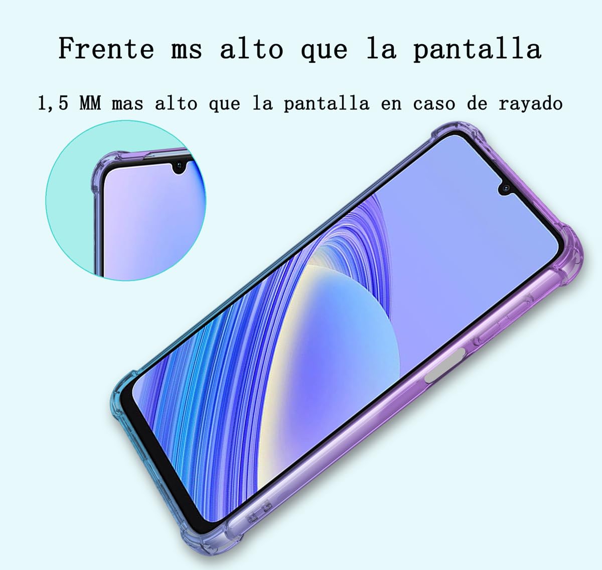 DABUNA Funda para Moto G14 Case Uso Rudo,Transparente Colores Degradados Protectora de Cámara Anticaída Carcasa Bumper(Púrpura Azul)