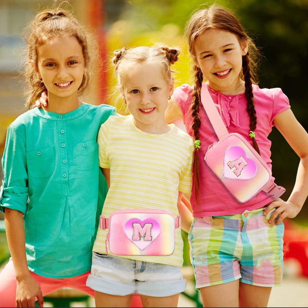Kejea Riñonera Cruzada para Niñas y Mujeres, 8 a 12 Años, Regalos de Cumpleaños, Rosa (Glitter Pink), 21 cm x 5 cm x 12.95 cm
