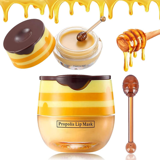 Bálsamo Labial de Miel de Abeja,Bálsamo Labial Hidratante con Propóleo,Bálsamo Labial Hidratante de Miel con Propóleo,Hidratación y Prevención de Labios Secos y Agrietados (Honey Pot)