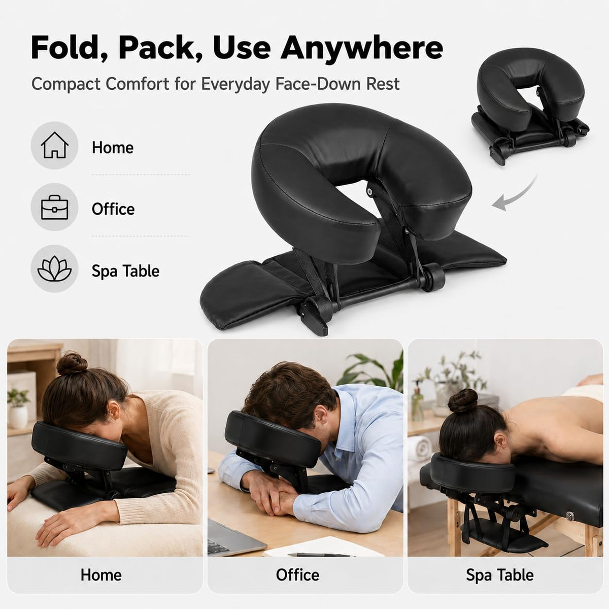 Kit de Masaje de Mesa NIMBLOOM Transpirable con reposacabezas Ajustable y Almohada ergonómica de Espuma viscoelástica