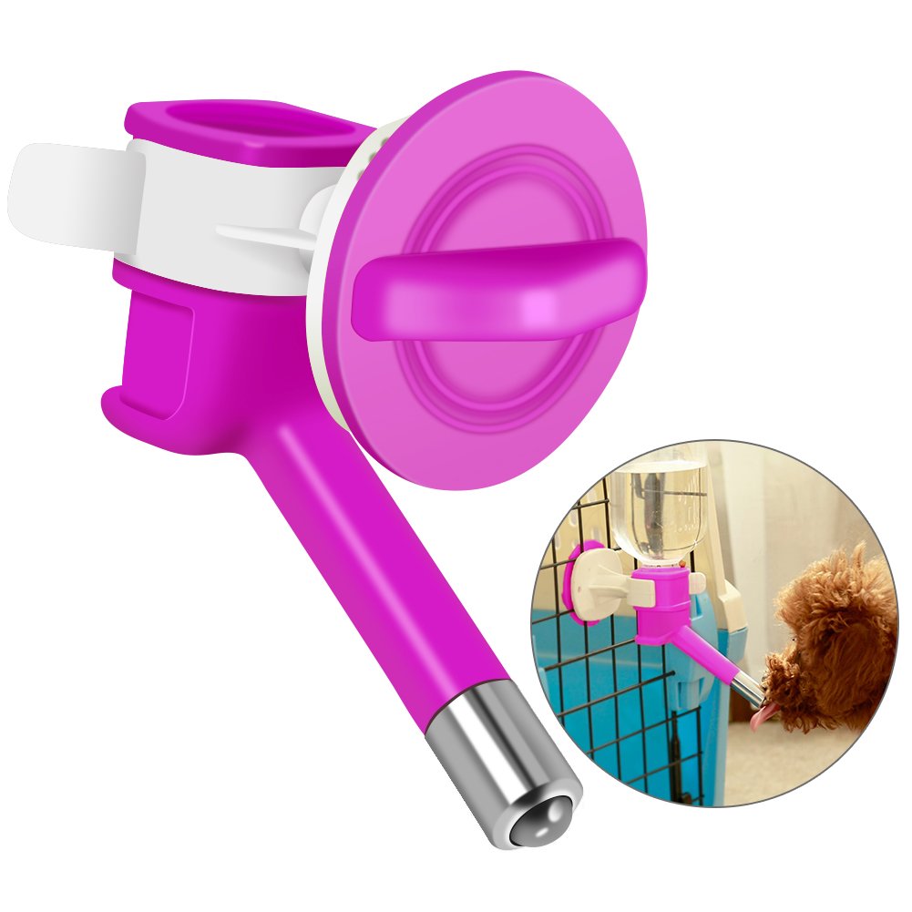 Dog Cat Water Dispenser Automatic Plastic Nozzle Drinker Waterer Hanging Fountain Feeder Pet Watering Supply (Color : Purple)