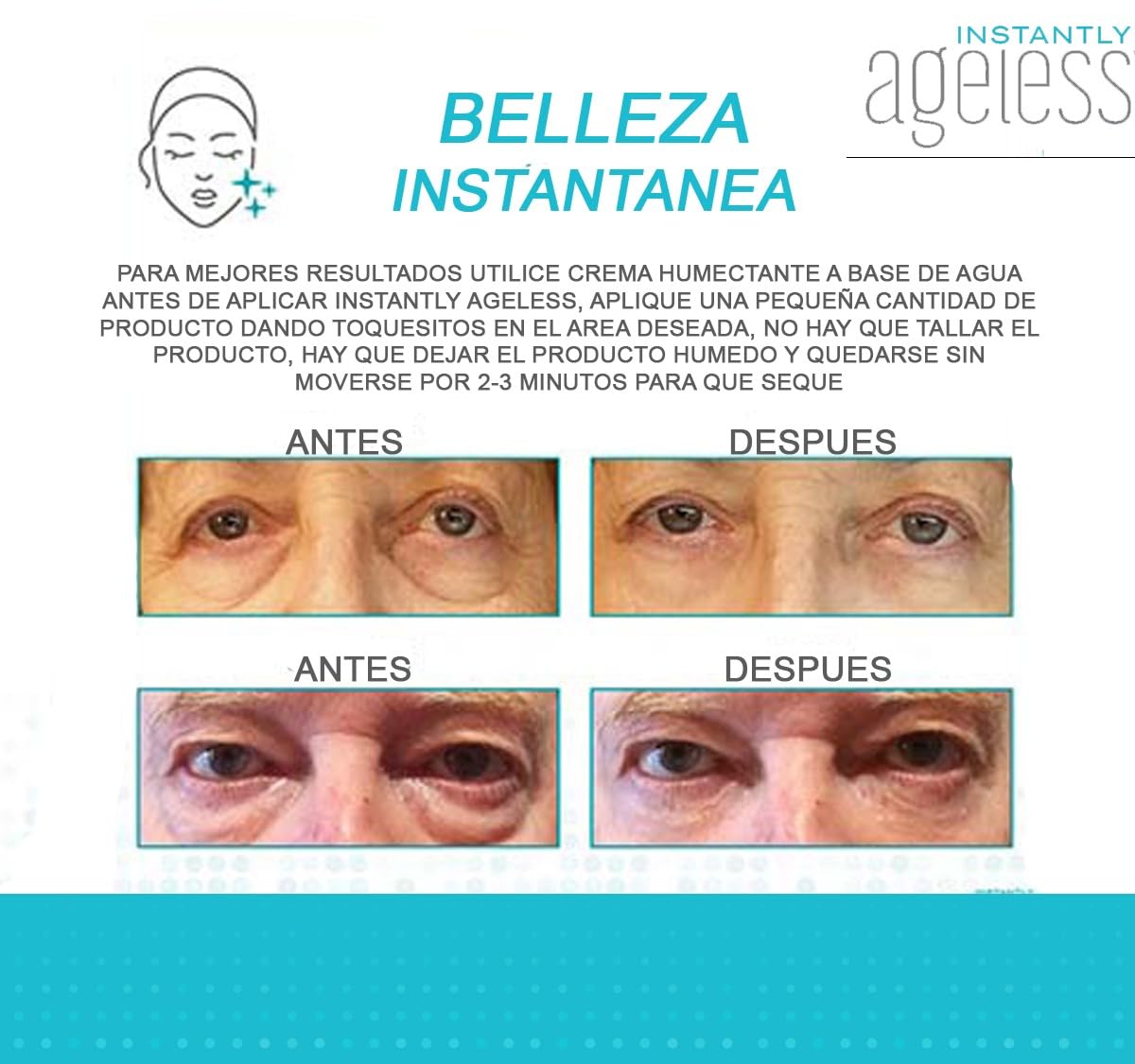 Instantly Ageless 5 Ampolletas. Antiarrugas Instantaneo y Antiojeras