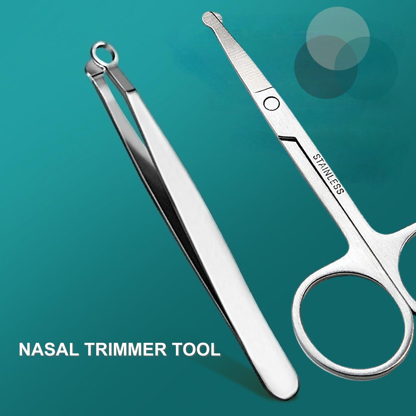 Hysotok - Cortapelos para nariz, tijeras de pelo de acero inoxidable para nariz, punta redonda, fácil de cortar, pinzas para recortar el pelo de nariz, cejas para hombres y mujeres
