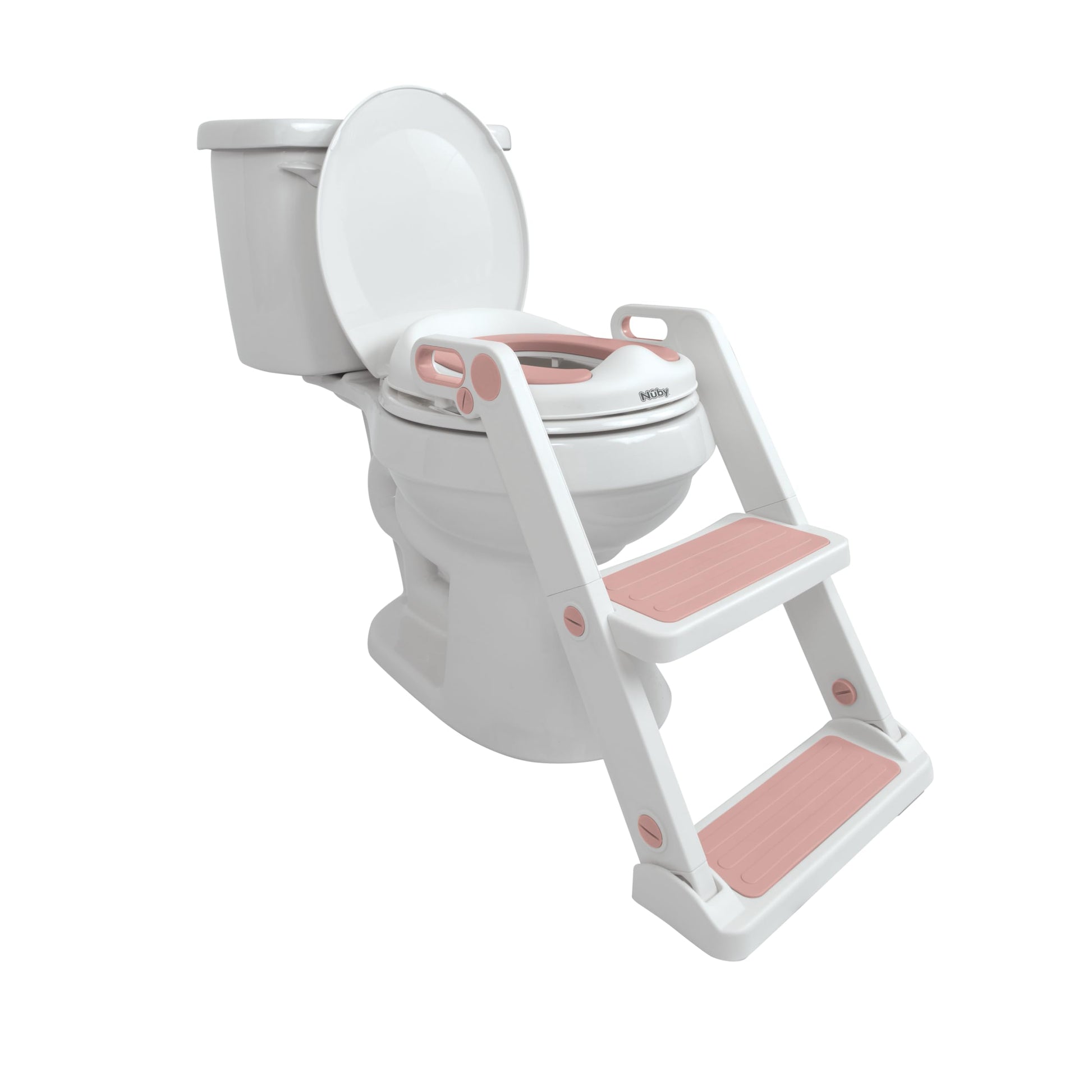 Asiento de Inodoro Infantil Nuby Rosa con Escalera para Niños Pequeños de Más de 18 Meses