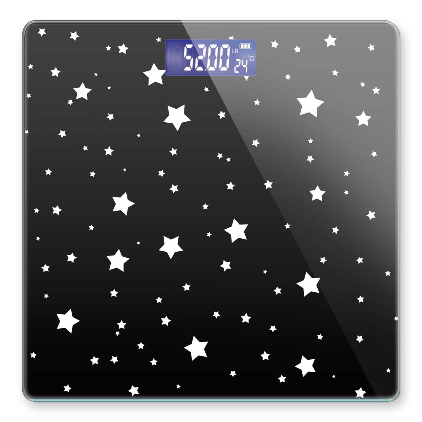 Báscula digital de baño para peso corporal de 400 libras, báscula digital personalizada con pantalla retroiluminada, fácil de leer (batería no incluida), estrellas en blanco y negro