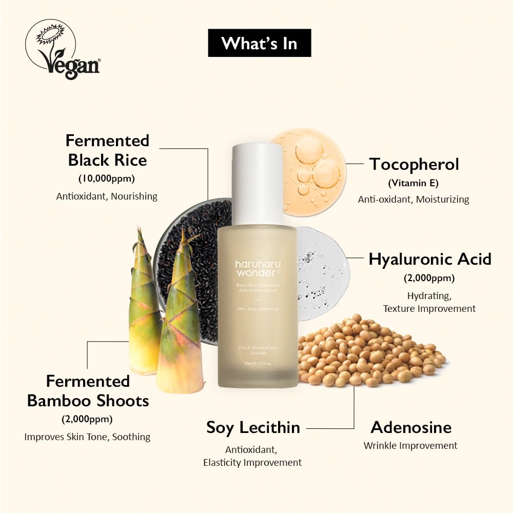 Suero Antiarrugas Haruharu Wonder Arroz Negro con Ácido Hialurónico 50 ml