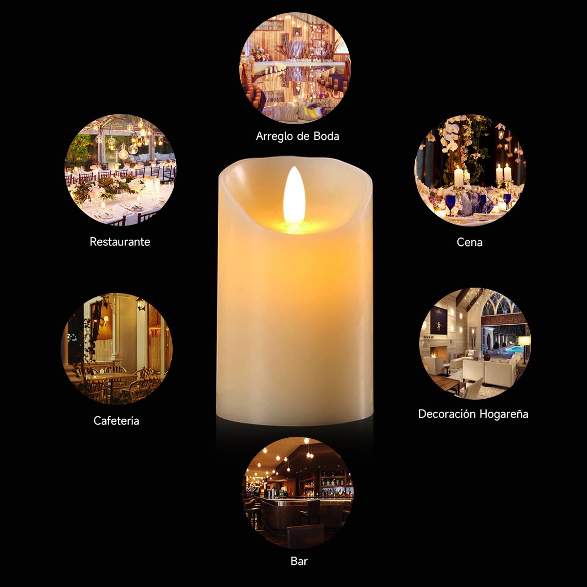 Autbye Veladora Electrica Sin Llama, Vela Artificial con Batería Recargable y Control Remoto, Velas Led Grandes de Cera Real, Velas Electricas Parpadeantes, para Hogar Festivales Decoración
