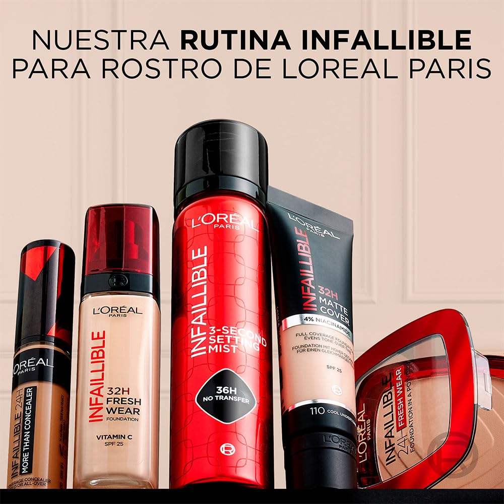 L´Oréal Paris base de maquillaje en polvo de larga duración Infallible 24h Freshwear, Tono 130 True Beige, 9gr