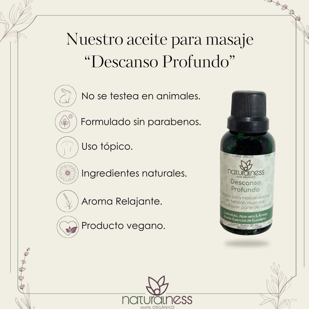Aceite Relajante Naturalness Descanso Profundo 30ml a base de Extractos Herbales y Aceites Esenciales 100% Naturales