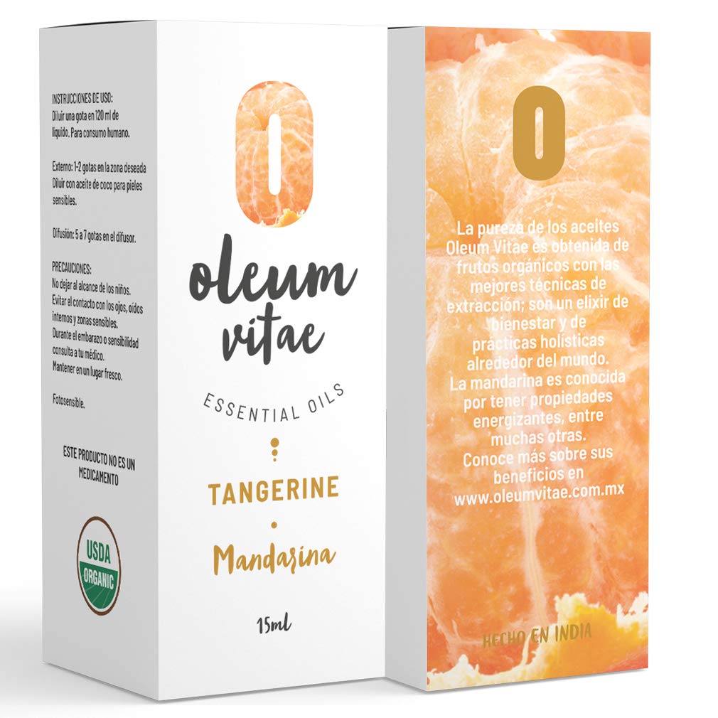 Aceite Esencial OLEUM VITAE Mandarina 100% Puro Orgánico Certificado USDA 15ml