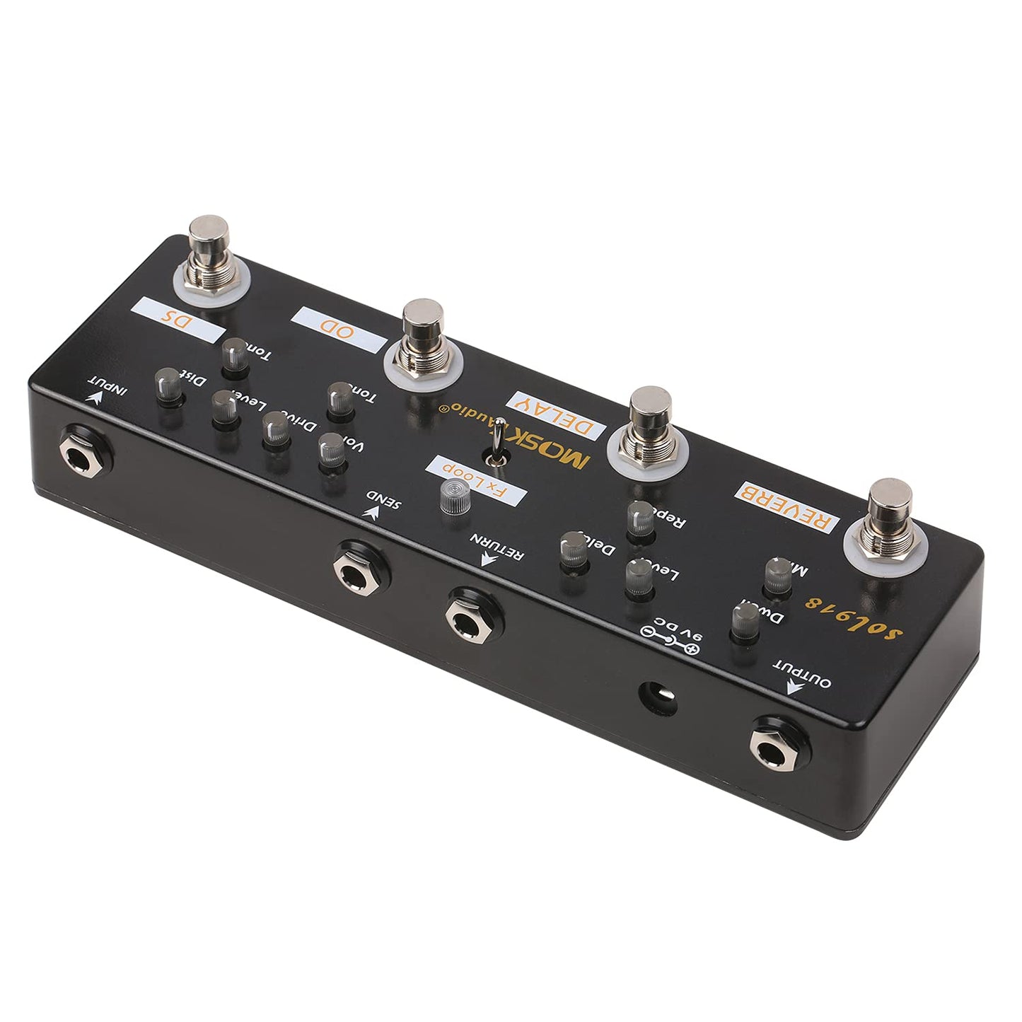 efector,mewmewcat MOSKY Audio SOL918 Pedal de efectos múltiples 5 en 1 Pedal de guitarra de efectos combinados True Bypass Dispositivo de efectos combinados múltiples en uno Reverberación Delay FX Loo