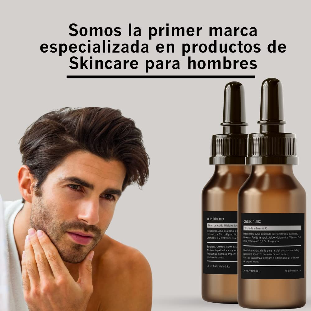 Oneskin Kit Ácido Hialurónico & Vitamina C Para Hombre & Mujer | 30ml cada Sérum| Regeneradora, Hidratante, Antimanchas y Antiarrugas | Fórmula mejorada | Skincare routine para Hombre