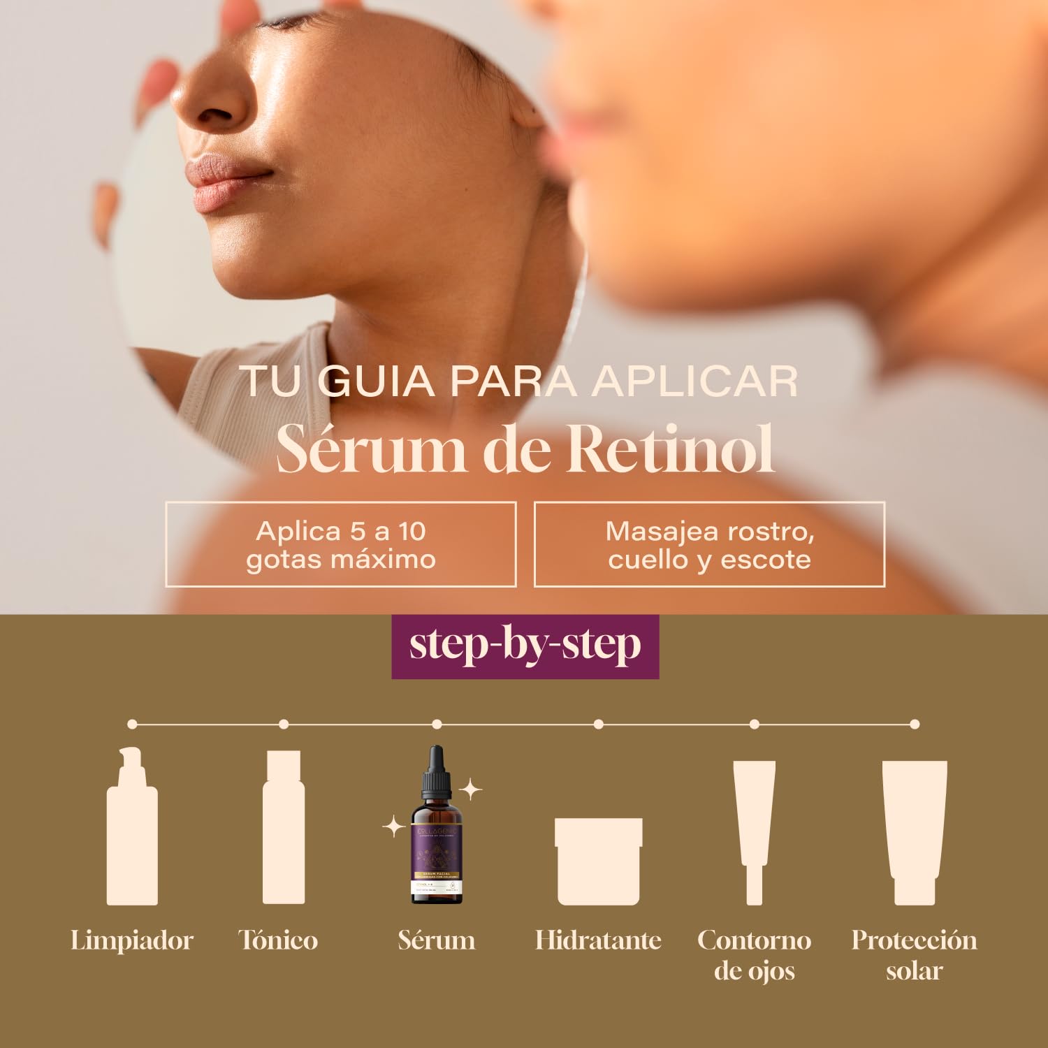 Collagenic | Serum Antiarrugas y Antiedad 6 en 1| Retinol y Colágeno Hidrolizado 50 ml | Serum Facial facial| Adicional con Baba de Caracol, Inositol, Vitamina E y Acido Hialurónico