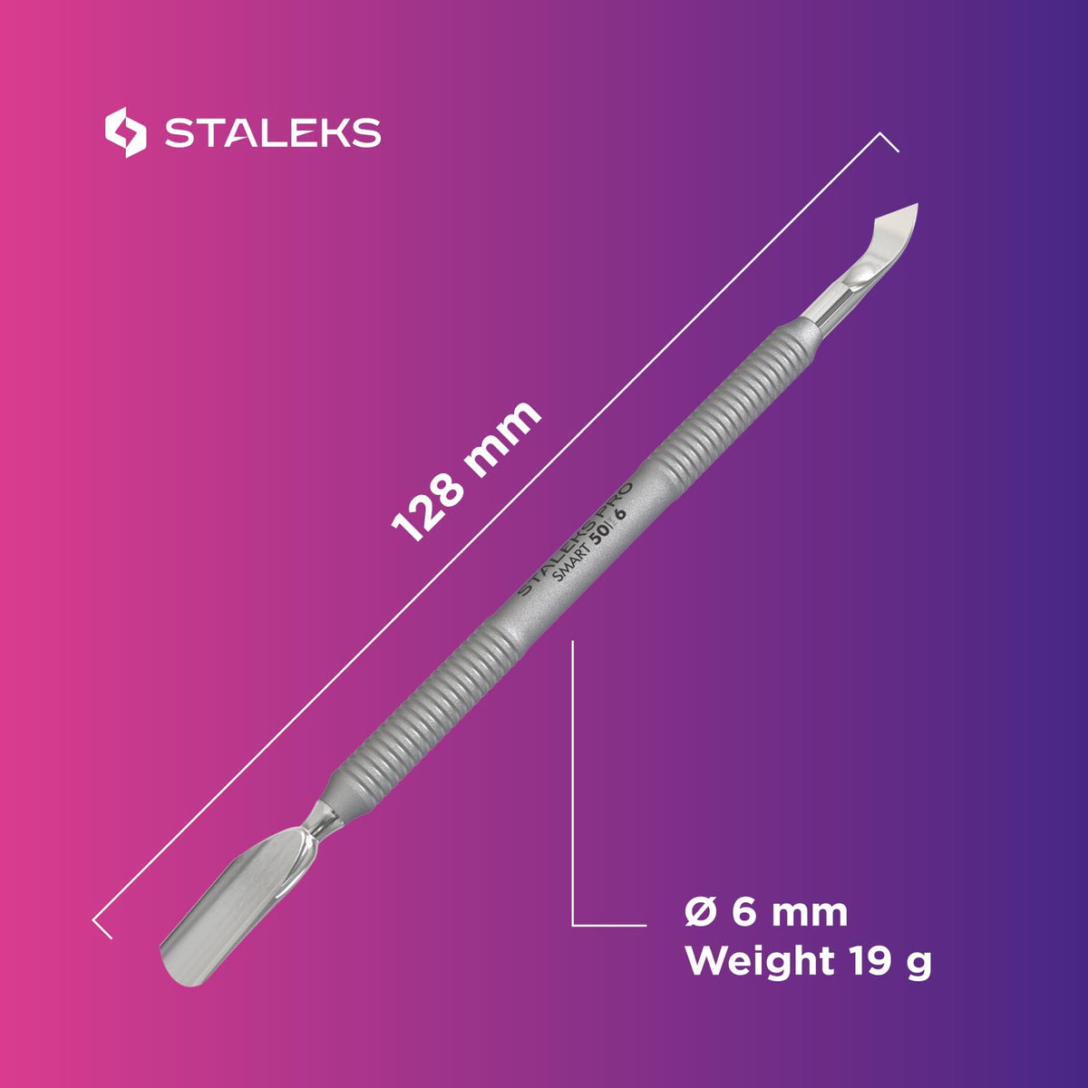 Staleks Empujador de manicura SMART 50 TIPO 6 (empujador redondeado y hoja doblada de acero inoxidable)