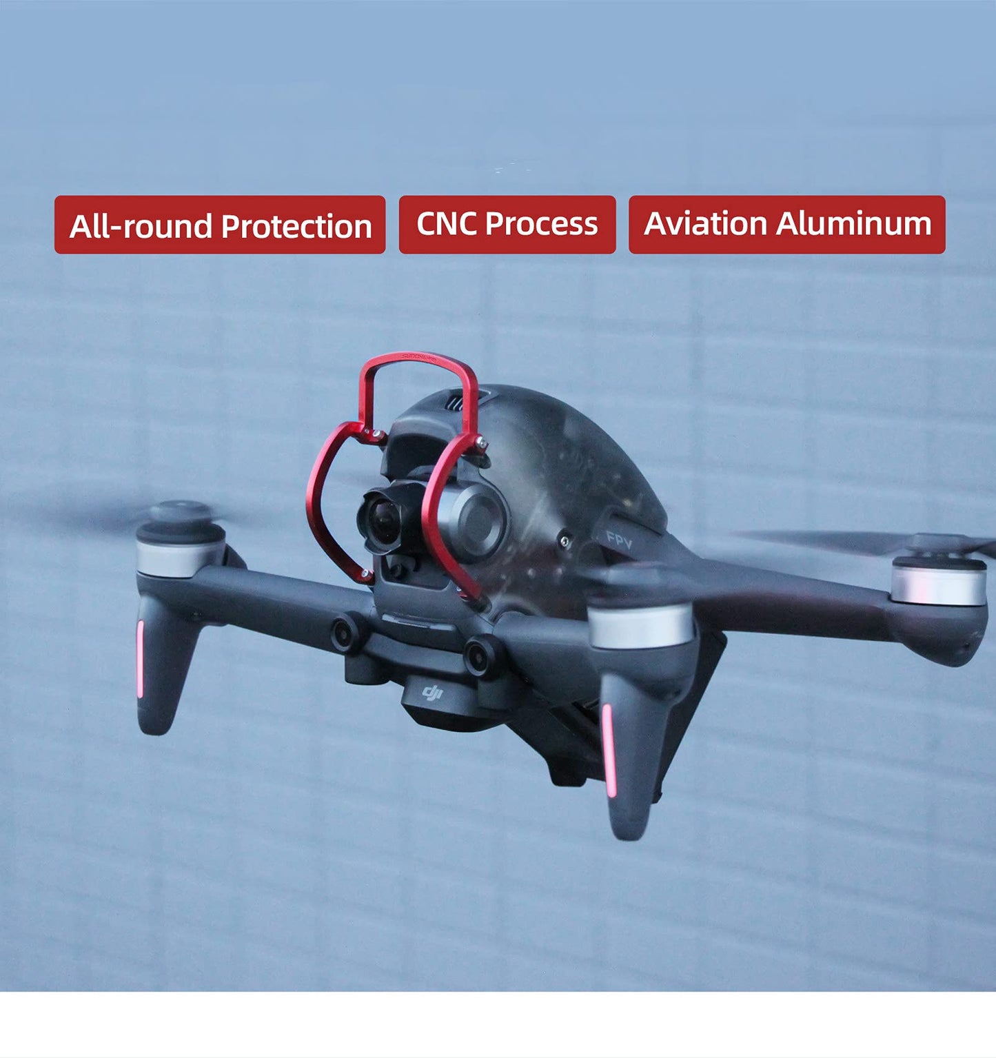 FPV Drone Gimbal Bumper para DJI FPV Drone PTZ Protect Bar Cámara de aleación de aluminio Anti-colisión (Rojo)