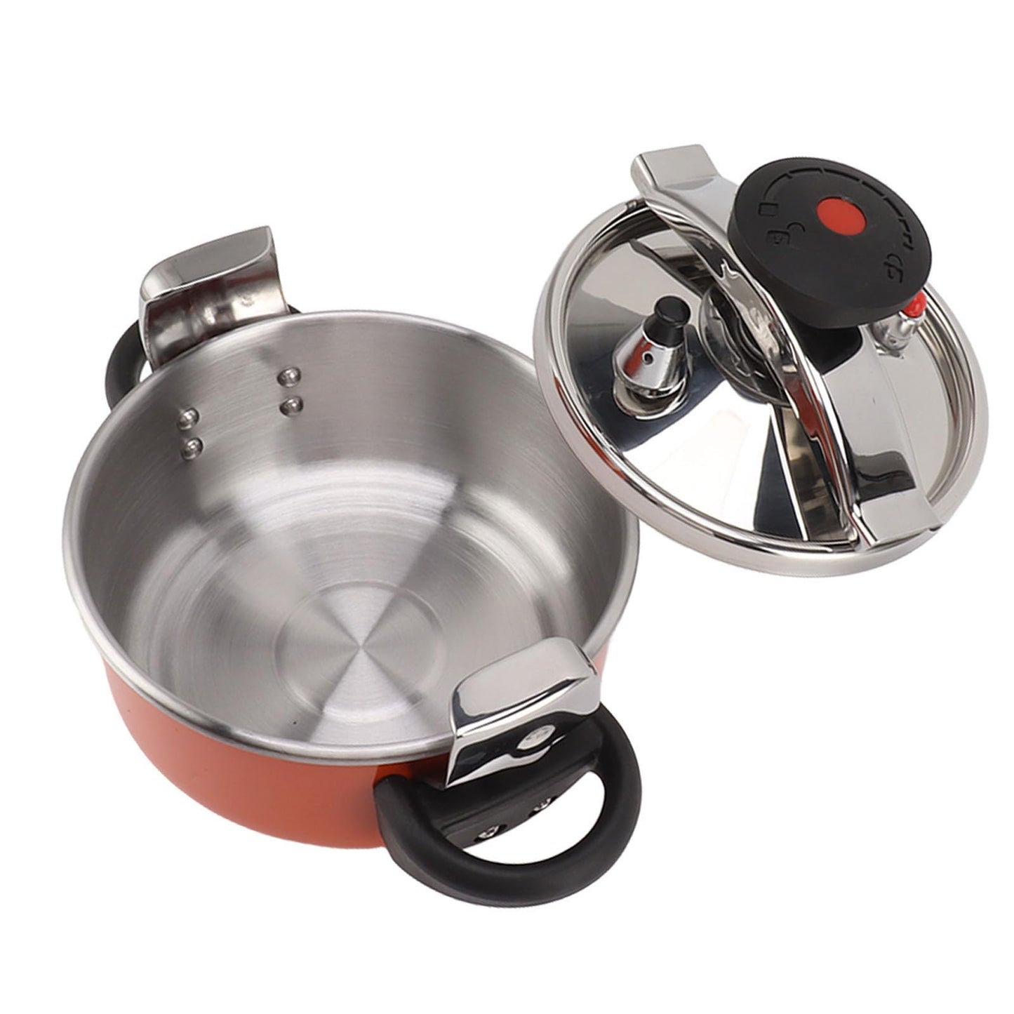 Haofy Mini Olla a Presión de Acero Inoxidable de 2 litros y 2 litros, Olla a Presión de Doble Fondo para Estufas de Gas, Estufas de Inducción, Olla a Presión