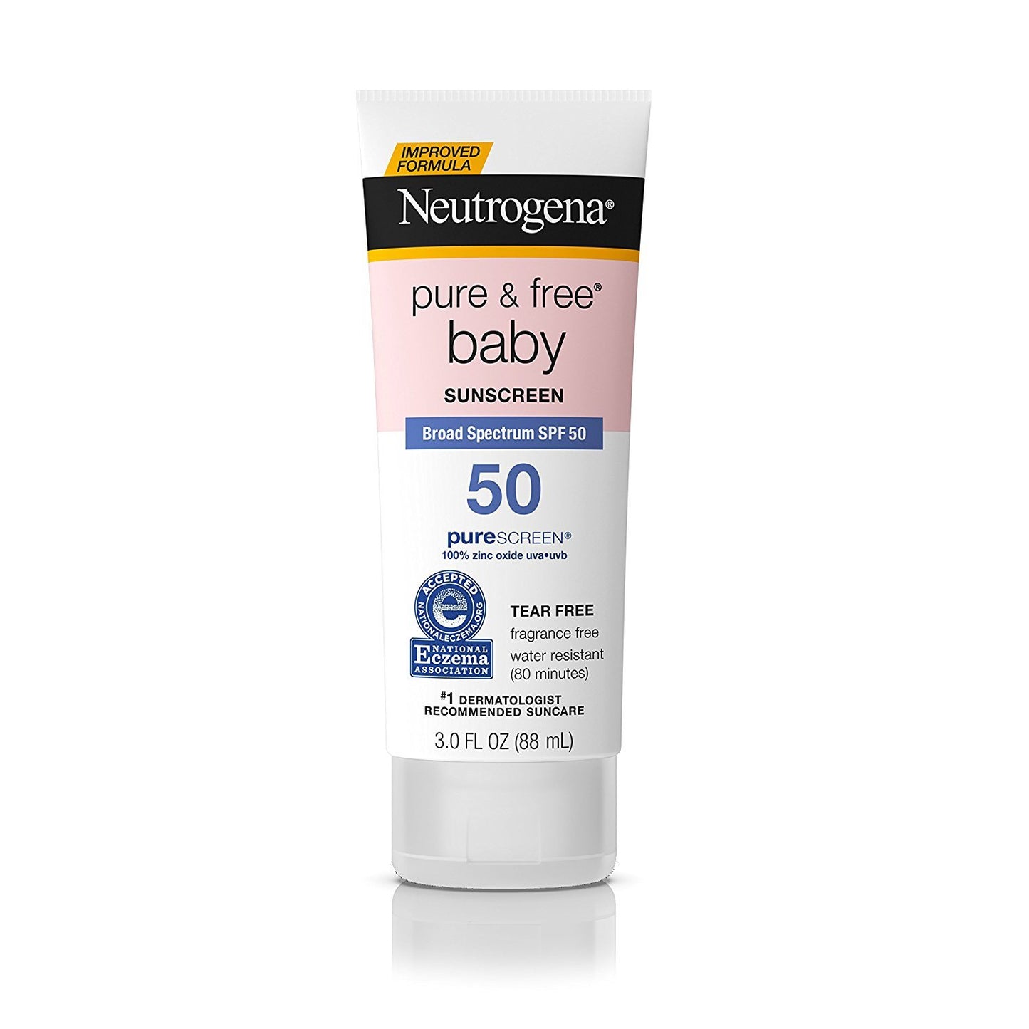Neutrogena Pure & Free Baby Mineral Sunscreen Lotion with Broad Spectrum SPF 50 & Zinc Oxide, Water-Resistant, Hypoallergenic & Tear-Free Baby Sunscreen, 3 fl. Oz (Pack of 3)