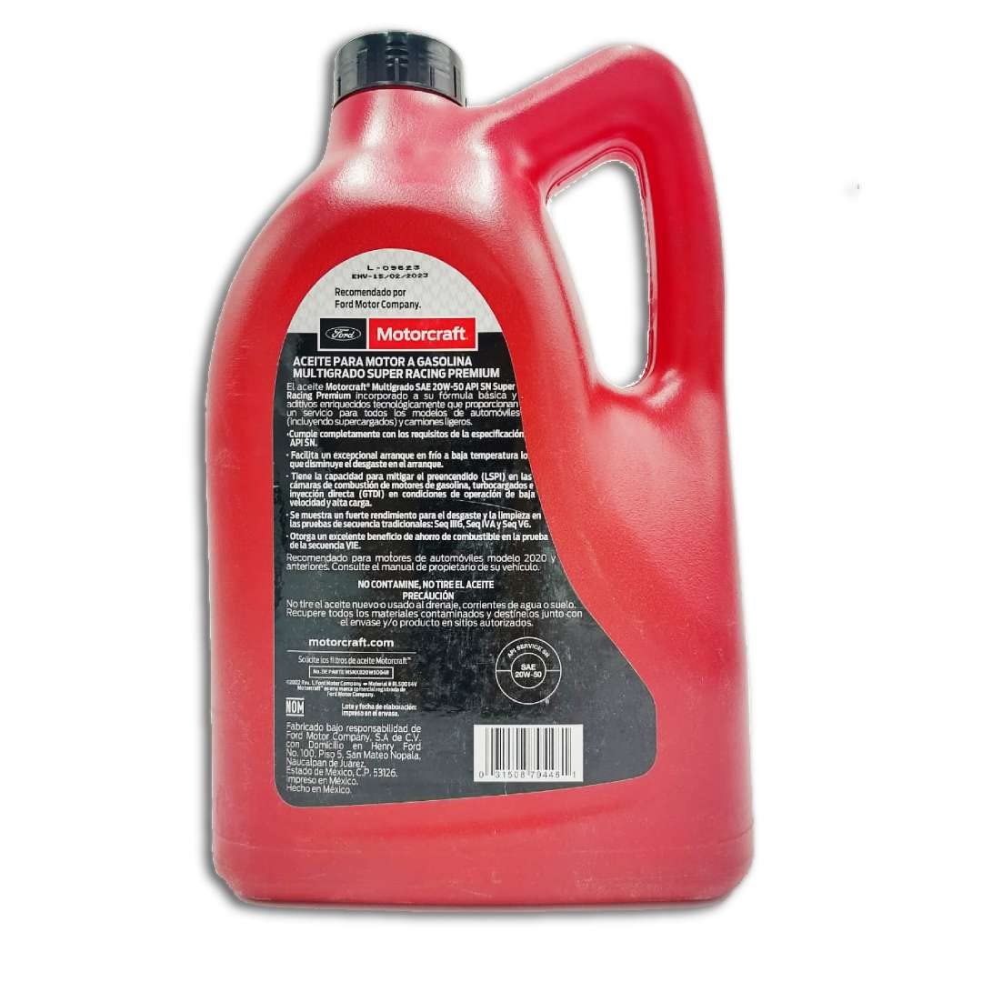 Aceite para Motor Multigrado MOTORCRAFT SAE 20w50 Super Racing Premium a Gasolina