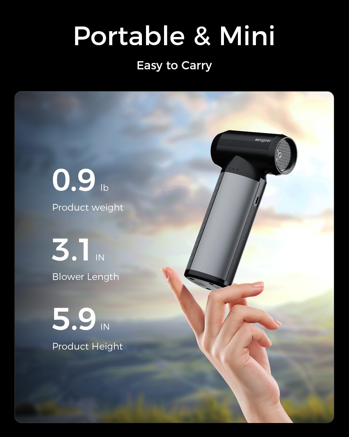 EG Evoger - Plumero de aire eléctrico, 180000 rpm, plumero de aire inalámbrico de mano de 10000 mAh, soplador de polvo ajustable de 3 engranajes para computadora, teclado, exterior, casa, coche
