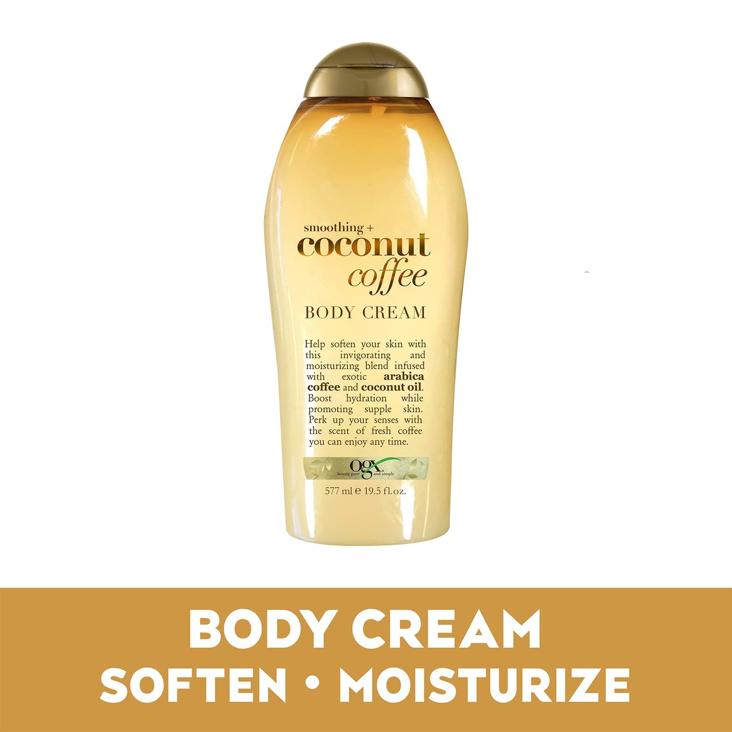 OGX, Crema Corporal, Smoothing + Coconut Coffee Body Cream, 577 ml + OGX, Jabón Exfoliante Corporal, Smoothing + Coconut Coffee Scrub & Wash, 577 ml