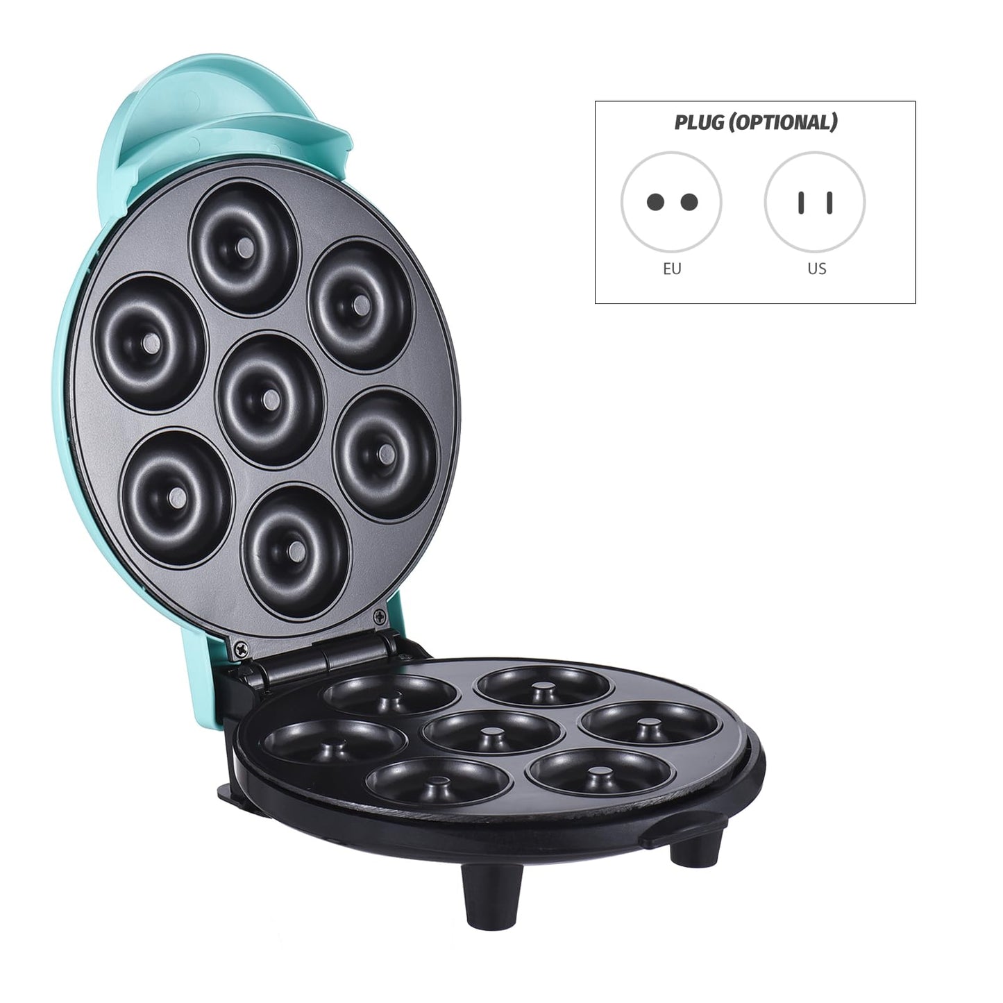 KONDIAN Dash Mini Donut Maker Machine Hace 7 Donuts 700W Calefacción de Doble Cara Recubrimiento Antiadherente Máquina Eléctrica para Hacer Donuts para Desayuno para Niños Postre Merienda Perfecto