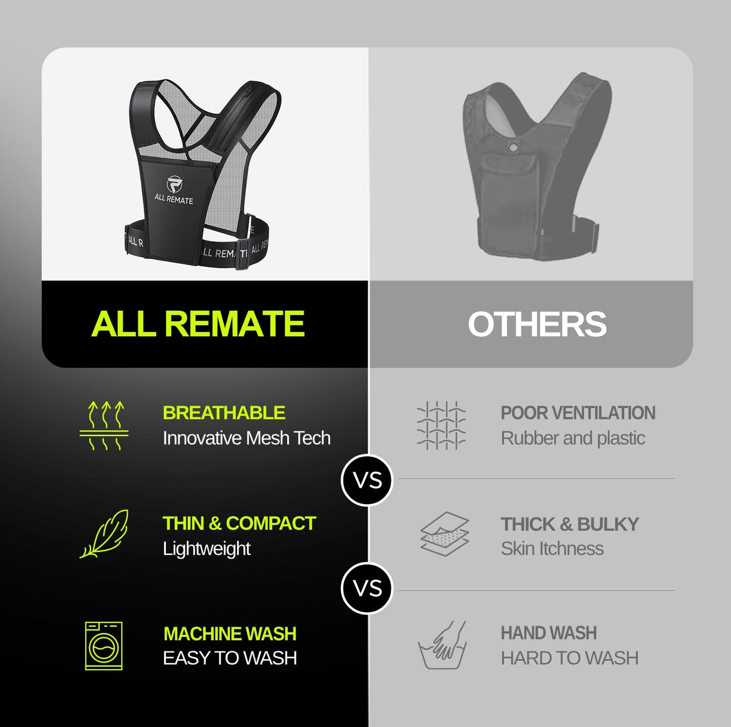 ALL REMATE - Chaleco para correr, soporte para teléfono, ajustable, reflectante, equipo de entrenamiento