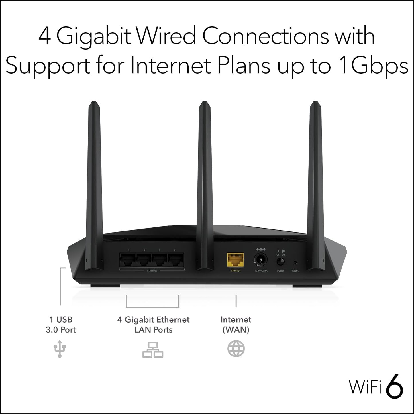 NETGEAR Nighthawk Router WiFi 6 (RAX30) Router Gigabit de Doble Banda de 5 fluyos, Velocidad inalámbrica AX2400 (hasta 2.4 Gbps), Cobertura de hasta 2.000 pies Cuadrados y 20 Dispositivos
