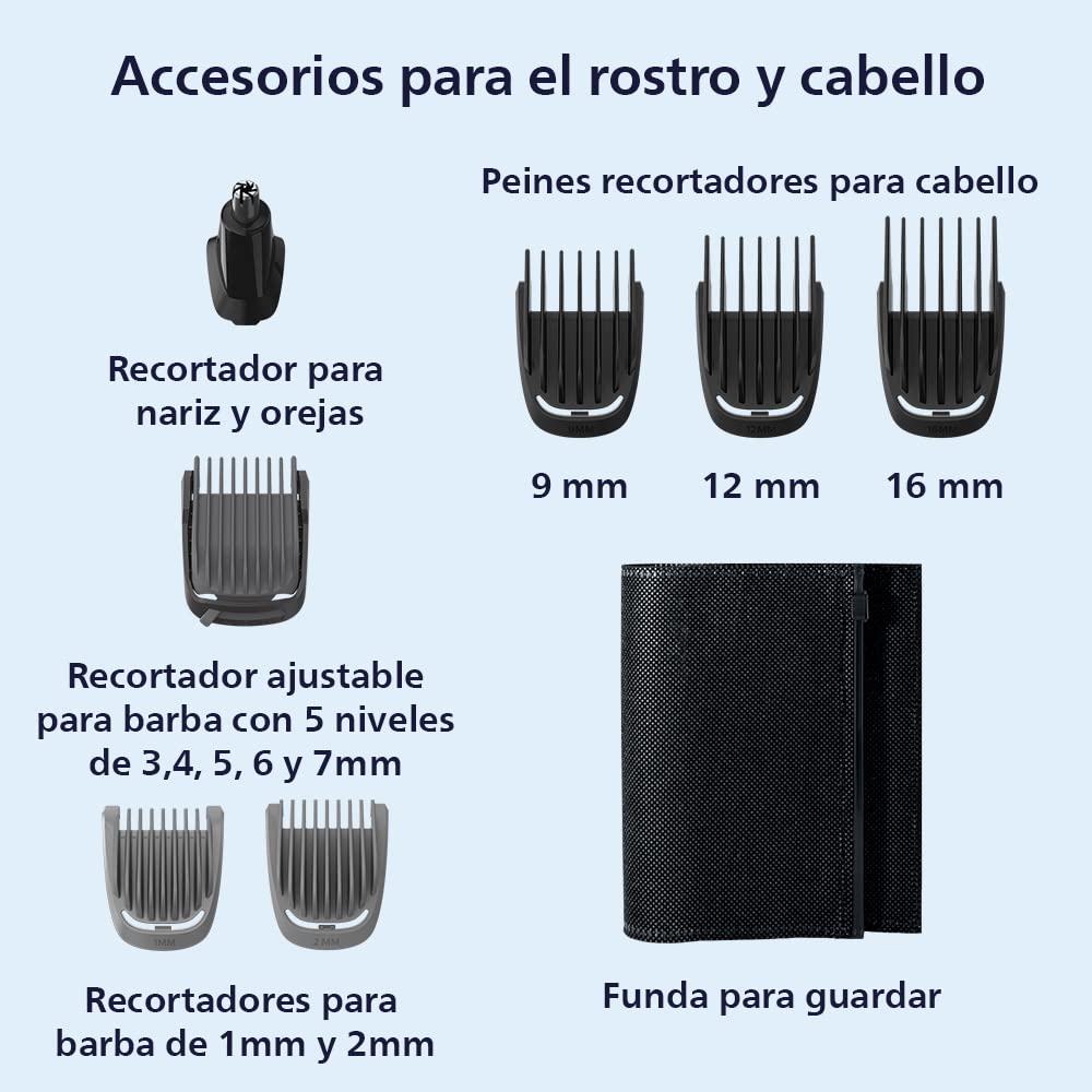 Philips Multigroom Series 3000, Recortador todo en uno, 11 longitudes, MG3730/15, para cara, cabello y nariz