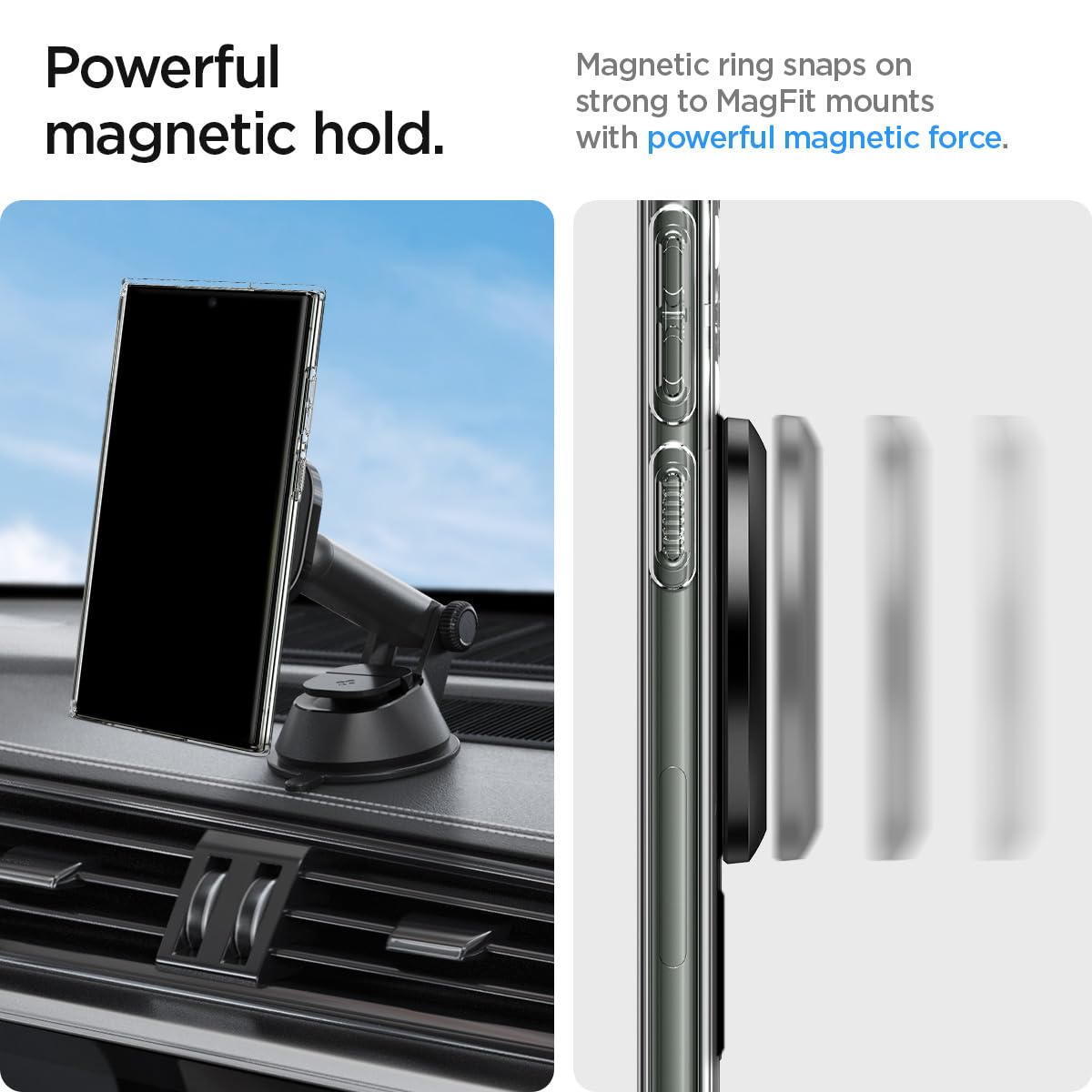 Adaptador Magnético Spigen Negro compatible con MagSafe para Accesorios de Cargador Inalámbrico iPhone 16/15/14/13/12/11, Pixel 9, Samsung Galaxy Z Fold/Z Flip/S y Más