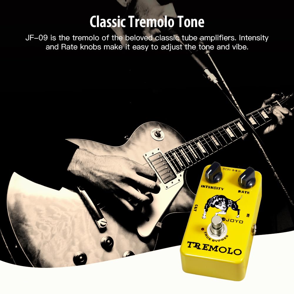 JOYO Tremolo Effect Pedal Amado Viejo Amps Fotoeléctrico Tubo de circuito Tremolo para Efecto Guitarra Eléctrico - True Bypass (JF-09)