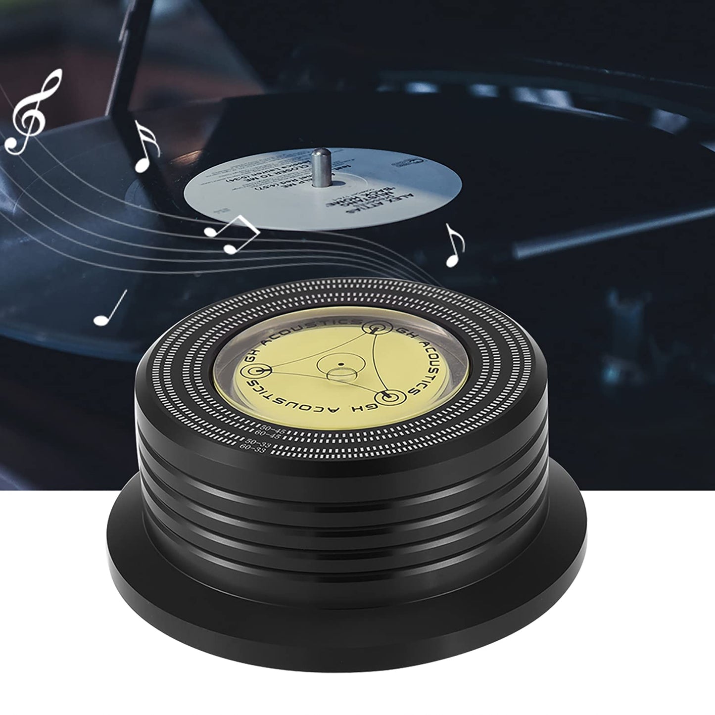 Ciglow Record Peso, Abrazadera de Registro de 50 / 60Hz para la Placa Giratoria LP Disco de Vinilo Estabilizador de Registro Peso Burbuja Abrazadera(Negro)