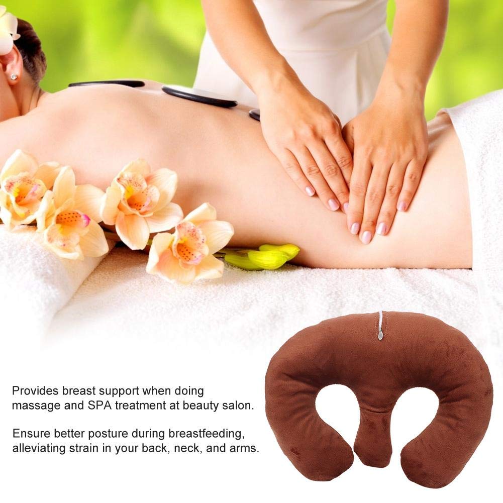Cojín de Almohada de Pecho Almohada de Apoyo de Pecho para salón de Belleza Cojín de Almohada de Pecho de Masaje SPA(Café Oscuro)