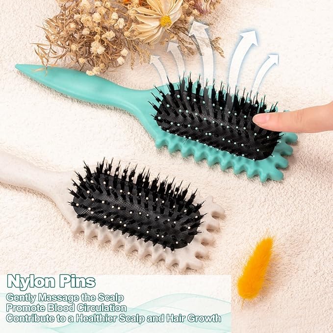 Set de Peines con Tecnología de Colchón de Aire para Desenredar Cabello Rizado y Ondulado - Pack de 2 Unidades, Ideal para Cuidado Diario del Cabello Rizado