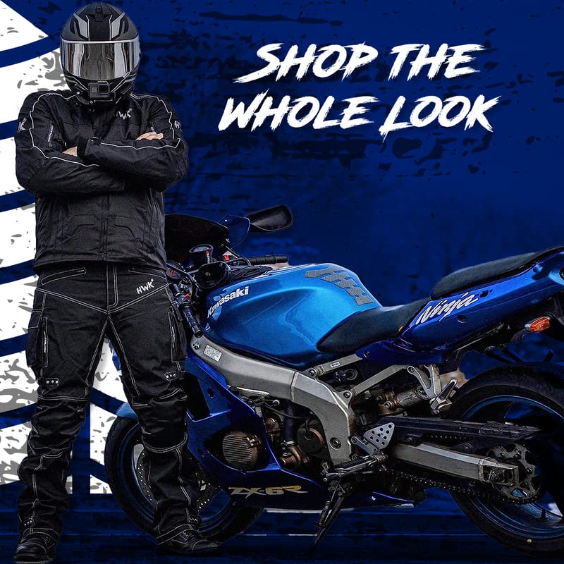 HWK - Textile Motorcycle Jacket For Men Dualsport Enduro Motorbike Biker Riding Jacket Breathable CE ARMORED WATERPROOF (Blue, 4XL)
