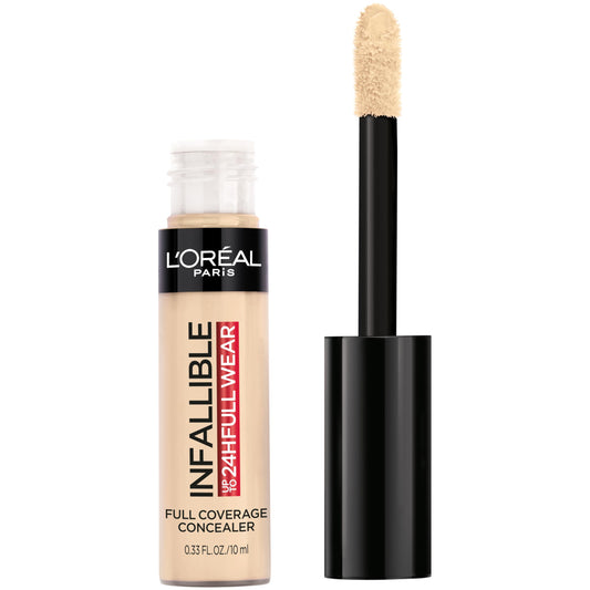 L'oreal Paris Cosmetics Infallible Corrector de cobertura completa, resistente al agua, cobertura completa, vainilla, 0.33 fl oz (9.76 ml), Ivory, 0.33 Fluid Ounce