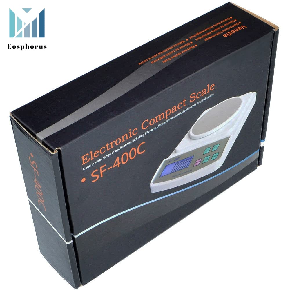 Eosphorus Báscula Electrónica Portátil Ciencia Báscula de Pesaje Balanza Digital Laboratorio Química Báscula Analítica Precisión 0,01 g - Onzas y Gramos