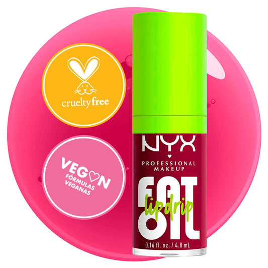 NYX Professional Makeup, Fat Oil Lip Drip Gloss, 4.8ml. Tono: That's Chic. Brillo labial hidratante con efecto jugoso hasta por 12 horas. Infusionado con aceite de aguacate, mora y frambuesa para una sensación no pegajosa. Fórmula vegana.