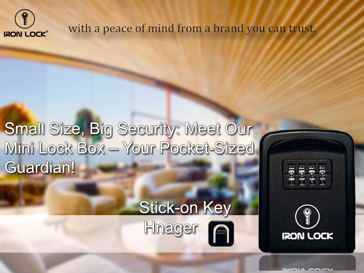 Iron Lock® - Caja de bloqueo para llave de pared con combinación de 4 dígitos, código reiniciable, interruptor A B y capacidad de 5 llaves, caja de seguridad impermeable para interiores y exteriores