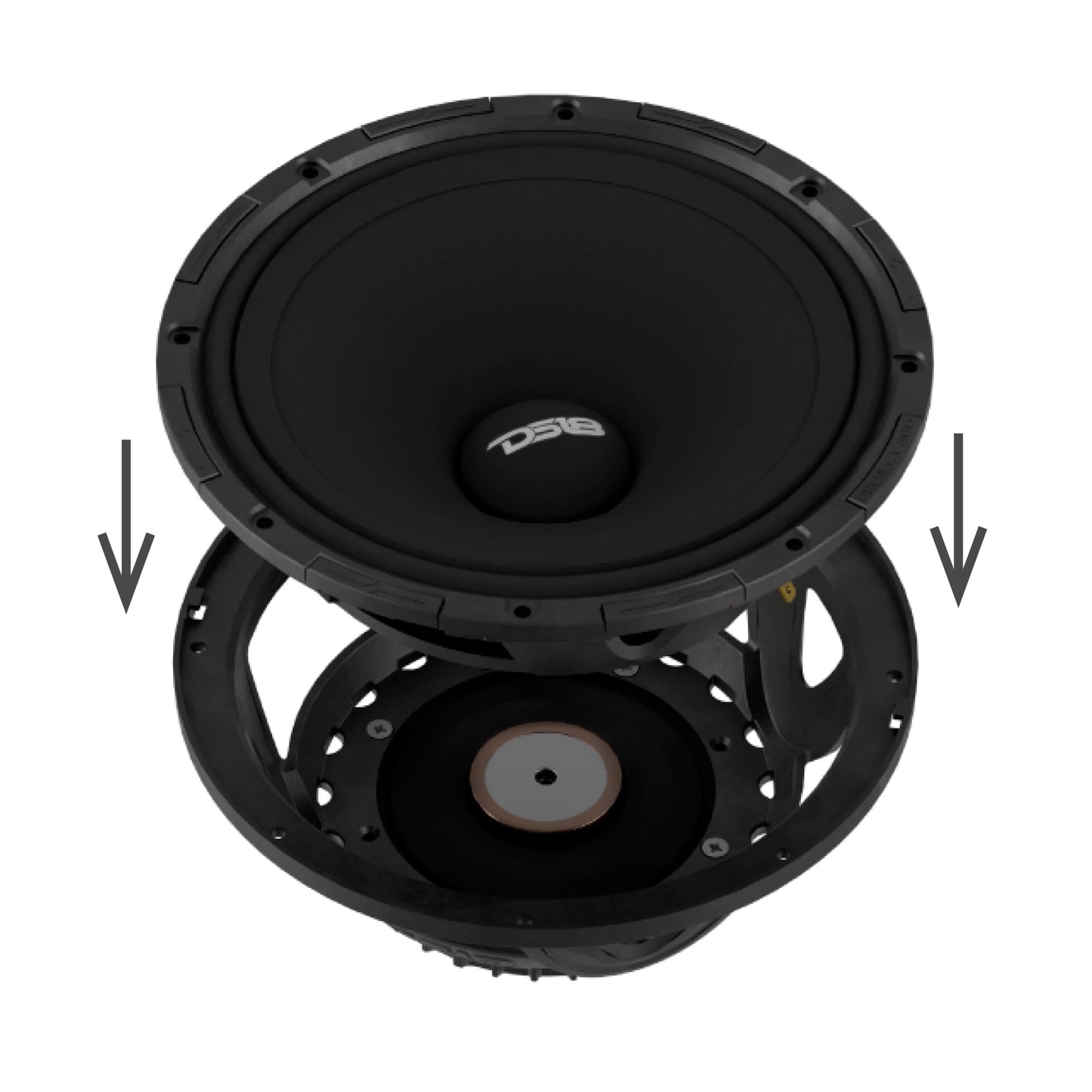 DS18 PROJECT360 Altavoz de alta sensibilidad de 8 pulgadas con imán de neodimio – 350 W RMS 4 ohmios – Diseño de recono giratorio para una reparación rápida
