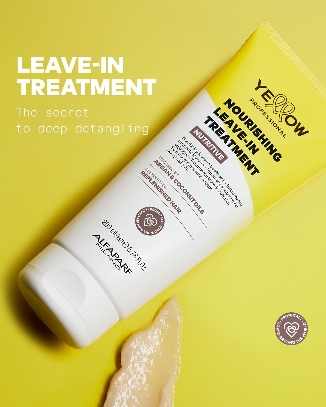 "Yellow Professional Nutritive Nourishing Leave-In Treatment 200 Ml - Tratamiento Nutritivo Sin Enjuague Para Cabellos Secos Potenciado Con Argan & Coconut Oils Concebido Para Cabello Rebosante" (Nuevo Modelo)