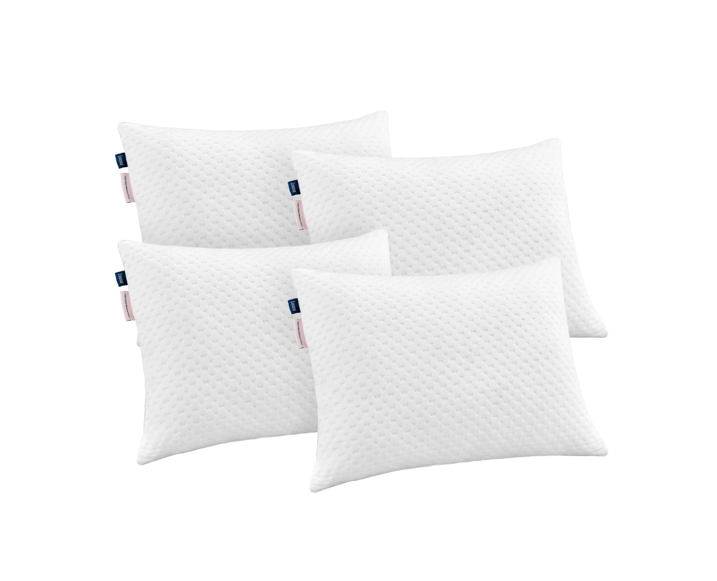 Luuna Almohada Ajustable Firme, 4 Pack, Tamaño Estándar 64x46 cm, Memory Foam, Funda Lavable, Suavidad y Frescura Garantizada para tu Descanso, Paquete de 2 Almohadas