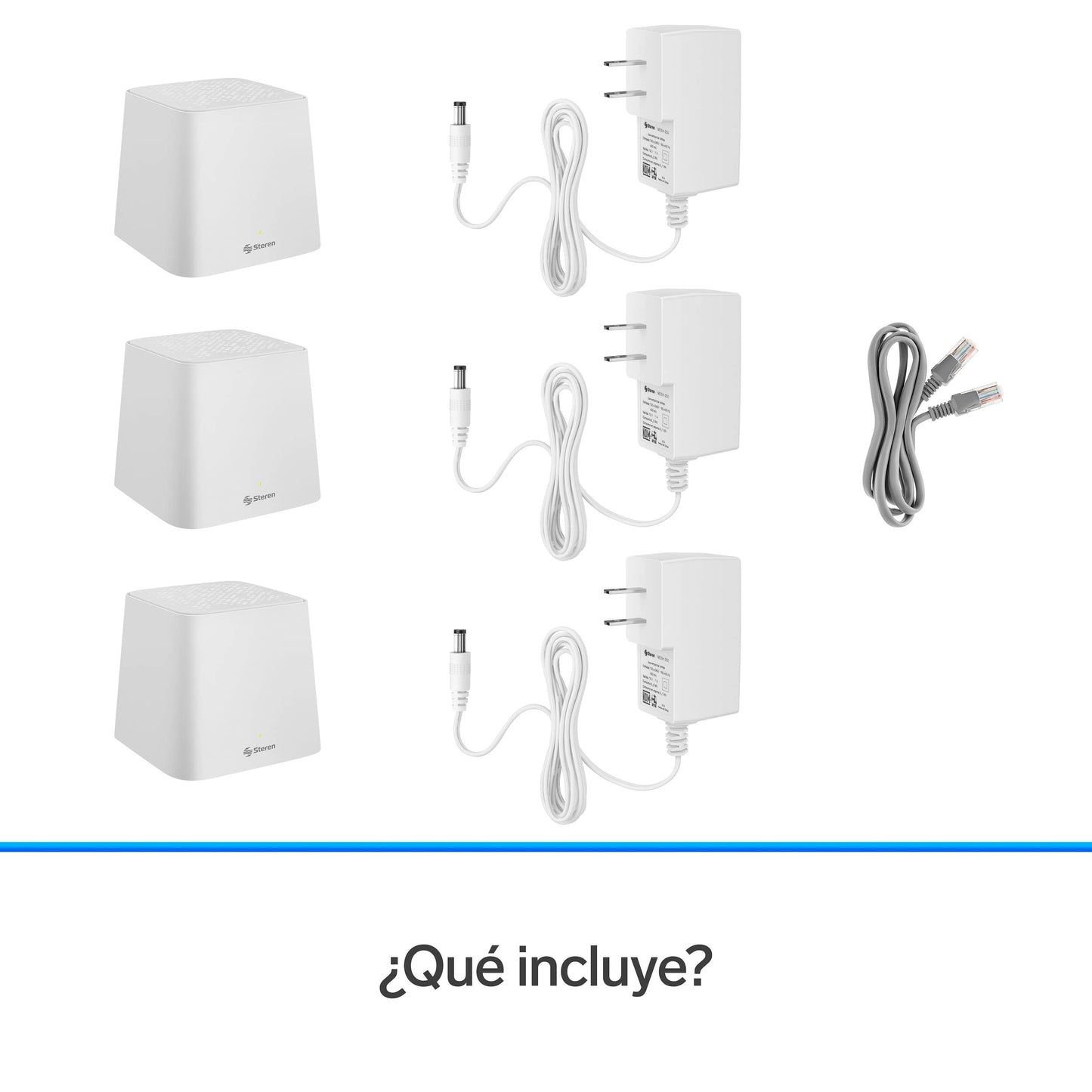 STEREN MESH-300 Sistema Smart Wi-Fi Mesh Triple, 2,4 GHz y 5 GHz (B/G/N/A/AC/V/R), hasta 900 Mbps, 2 Puertos LAN Fast Ethernet por Cada módulo, Color Blanco, gestión Desde App